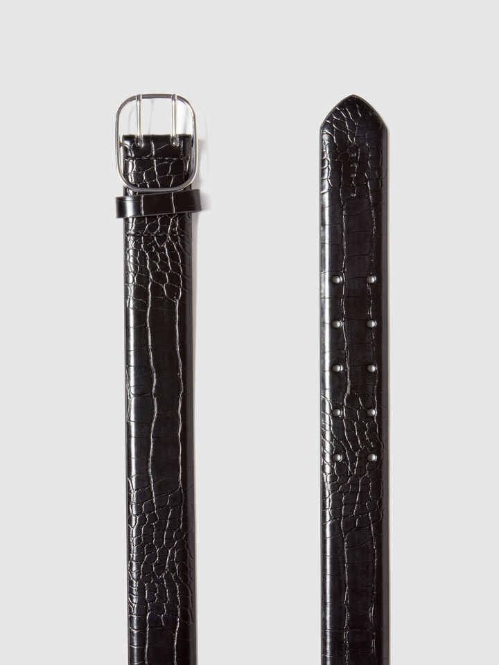 Coconut print belt - women's belts - Black | Sisley image number 3